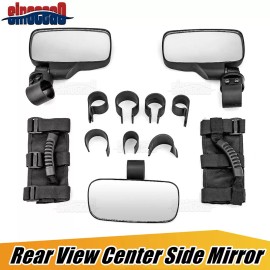 sinocea0 UTV Wide Side View Rear Center Mirrors Set For KAWASAKI MULE 600 2500 3000 4000