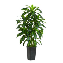 TXABL Artificial Dracaena Plant 5FT Tall - Fake Tree with Black Planter - Faux Yucca Tall Fake Floor Plant in Pot - Artificial Trees for Home Bedroom Office Indoor Living Room Decoration