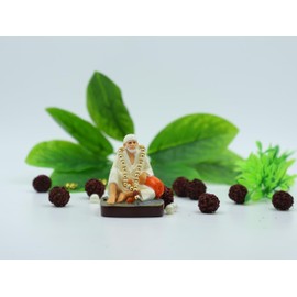 Shirdi Sai Baba Idol,Murti Dwarkamai Statue Sitting on Stone - 3.5 Inche