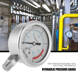 0-60Bar 0-6Mpa Air Pressure Gauge, 1/4 Inch NPT 60 mm Dial Air Hydraulic Water Pressure Gauge
