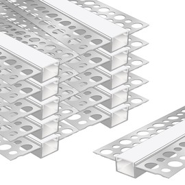 LEDLampsWorld Plaster-in LED Aluminum Channel, 10 Pack 3.3ft/1Meter LED Light Strip Diffuser Channel with Milky Cover, Trimless Drywall Aluminum LED Channel Profile for Ceiling and Wall