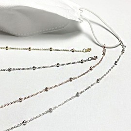 Elegant Beaded Fashion Mask Strap & Necklace Holder Mask Strap Silver/FREE