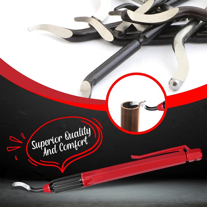 AFA Tooling Pen Deburring Tool, 11 M2 HSS Blades, Red