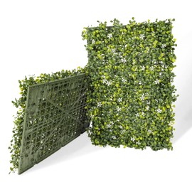 Windscreen4less 15 Packs 18"x12" Artificial Plant Panels with Hard Back Faux Greenery Grass Wall Panel Decoration for Outdoor Indoor Garden Backyard