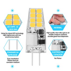 X-Molin JC Bi Pin Base LED G4 Light Bulb COB Chips 891 Bulb AC/DC 12V led Bulbs No-Flicker for rv Interior, 20W T3 Halogen Bulb Replacement (10-Pack, Warm White)
