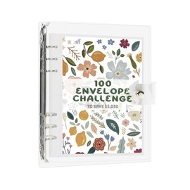 Vienrose Money Savings Storage Book, 12 Styles Clear Budget Storage Binder Book for Planning and Saving $5050 Money, Daily Savings Planner, Easy to Save $5,050 for Shopping, School, and Concert/Travel Plan - Style: Wildflowers, Envelop Pockets: 100