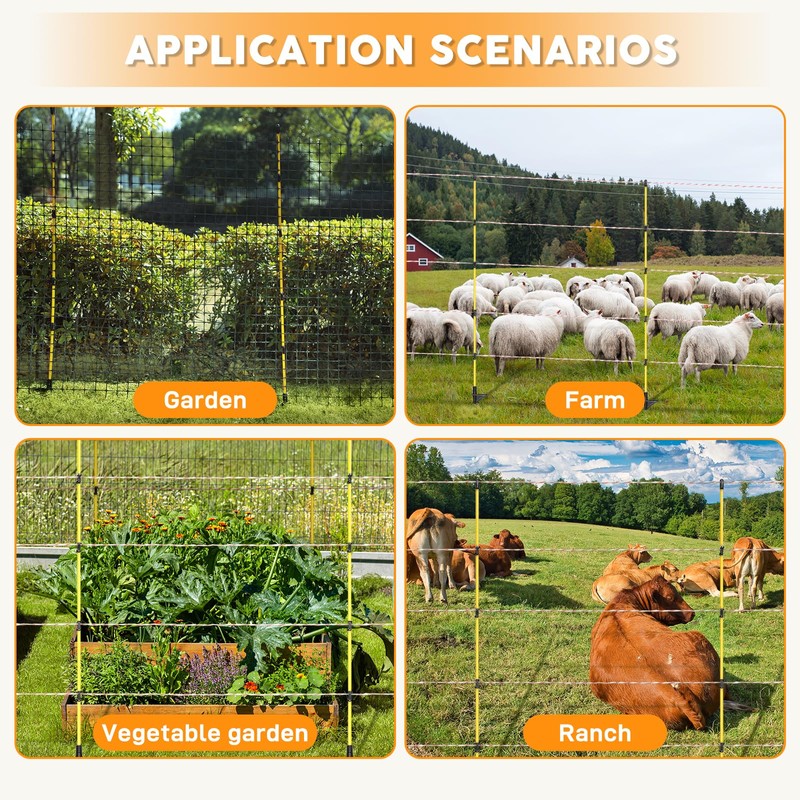 Efarmkeper 48 Inch / 4 Ft Fiberglass Step-in Electric Fence