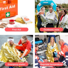 Bramble - 10 Large Multi-Purpose Insulated Foil Emergency Blankets Individually Packed - 210 x 160cm