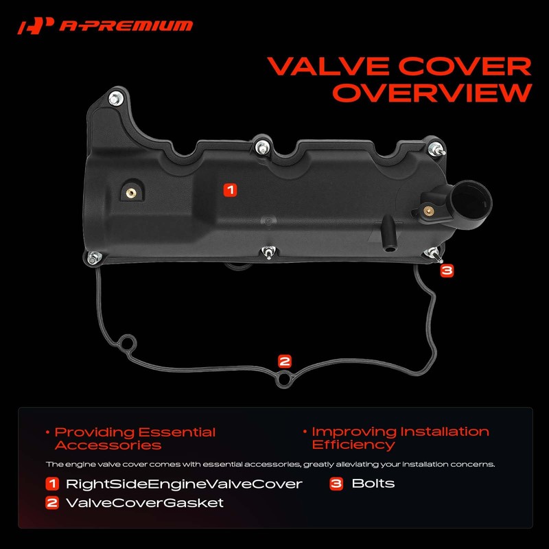 A-Premium Right Engine Valve Cover with Gasket and Bolts
