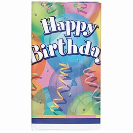 Unique Party 11343 - Plastic Brilliant Birthday Tablecloth, 7ft x 4.5ft