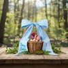 Maysing Embroidery Easter Basket Bow Happy Easter Bunny Bow 11.8