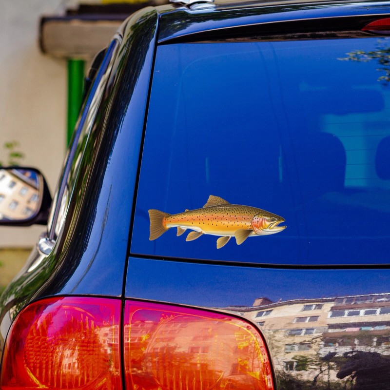 Black Diamond Art Brown Trout Sticker Fish Rainbow Cooler Boat