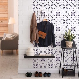 NAKLEO Tile Stencil for Painting, 30 x 30 cm, Aveleda Spanish Moorish Flower, Moroccan, Plastic Reusable Floor Stencil, DIY, Wooden Furniture Wall Decoration, Terracotta