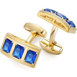 Luxurious Crystal Cufflinks for Men with Gift Box, Gold Tone Cuff links for Men's Dress Shirts and French Cuff Shirts on Birthday Party Wedding Anniversary