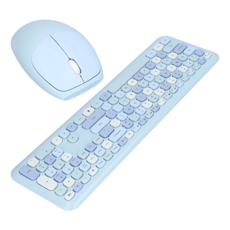 Keyboard Mouse Combo 2.4G Retro Multi Color Mute Cover Wireless
