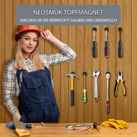 Neosmuk 17mm Diameter Magnets Ideal for Wooden Wall, Whiteboard, Door, Home, Kitchen, Office (Black, Pack of 6)