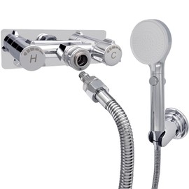 RV Exterior Quick Connect Detachable Shower Kit,RV Outdoor Shower,Metal Shower Faucet and Shower Head with On/Off Switch,71"Hose,Suction Bracket,for RV,Camper (71"Stainless Steel Hose, Chrome)