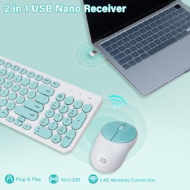 E-YOOSO XuanGui Creamy Wireless Keyboard and Mouse Combo,2.4GHz Ergonomic Design,1500 DPI Mouse,Silent Button Design, Intelligent Sleep Mode,for Mac OS/Windows PC Computer Laptop MacBook (Blue)