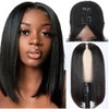 Short Bob V Part Wig Real Hair Wig Straight Bib