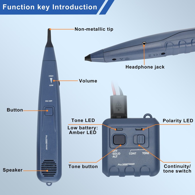 Lunarlipes Pro3000 Tone Generator and Probe Kit, Toner Electrical Tool,