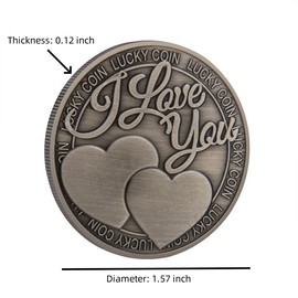 New Models Love You Four Leaf Clover Lucky Coin Romantic Love Expression Pocket Coin Challenge Coin Love Gift for Men & Women.