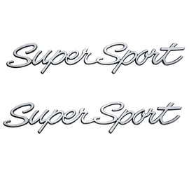 2Pc Super Sport Emblem Front 3D Badge Nameplate Letter Replacement for Super Sport 1965 1966 (Chrome)