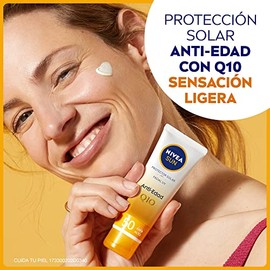 NIVEA SUN Protector Solar Facial Anti-edad (50 ml), Enriquecido con Q10, Bloqueador solar FPS 50 Protector Solar Facial para Piel Sensible (50 ml),...