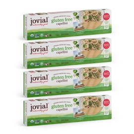 Jovial Whole Grain Brown Rice Capellini Pasta - Whole Grain Pasta, Organic, Gluten Free, Dairy Free, Brown Rice Pasta, Made in Italy - 12 Oz, 4 Pack