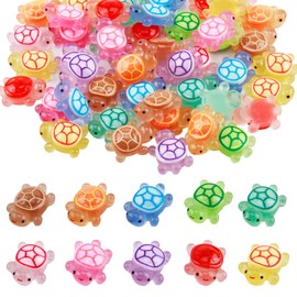 Pack of 60 Mini Luminous Turtles Resin, 10 Colours Miniature Turtle, 2.1 mm DIY Turtle Mini Figures, Mini Turtle Resin Figures Turtles, Mini Figures for Garden, Pot Decoration, Mini Aquarium