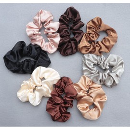 SOWAKA 6 Pcs Satin Hair Scrunchies for Women Vintage Large Chic Elastic Hair Ties for Casual Parties Hair Bands Accessories for Long Thick Thin Curly Hair Supplies (8)