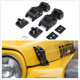 TJ Hood Latch Hood Lock Catch - JeCar Aluminum Hood Latches Catch Kit for Jeep Wrangler TJ Accessories 1997-2006