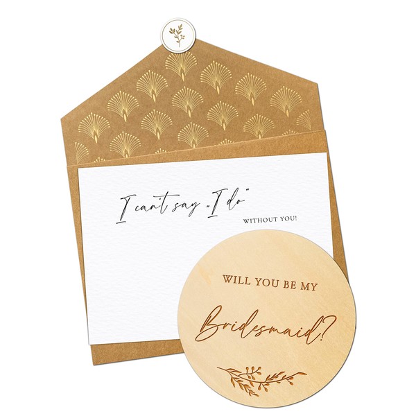 Jolicoon Will you be my bridesmaid wooden card with flip