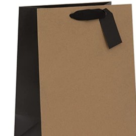 Glick Luxury Gift Bag, Birthday Large Gift Bag, Celebration Gift Bag, Ribbed Kraft Gift Bag, Gift Wrap Bag, Black, 260w x 315h x 135d mm