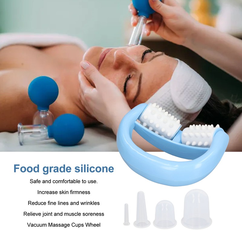 Facial Roller Silicone Cupping Device Detoxification Suction Cupping Cups Wheel