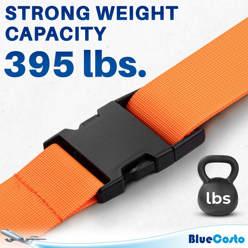 Luggage Straps for Suitcase - Orange, 6.5 ft x 2