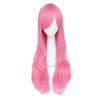 Long Wavy Synthetic Wig with Side Bangs for Cosplay Daily