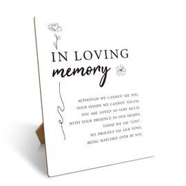Wedding Memorial Sign, Wedding Party Supplies For Reception, In Loving Memory Wedding Sign With Stand, Minimalism Floral Wooden Tabletop Decor For Wedding, Funeral Sympathy Remembrance Gifts, 05