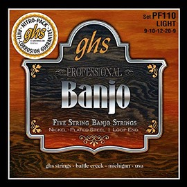 GHS BANJO - Nickel Plated String Set - 5-String - PF110 - Light