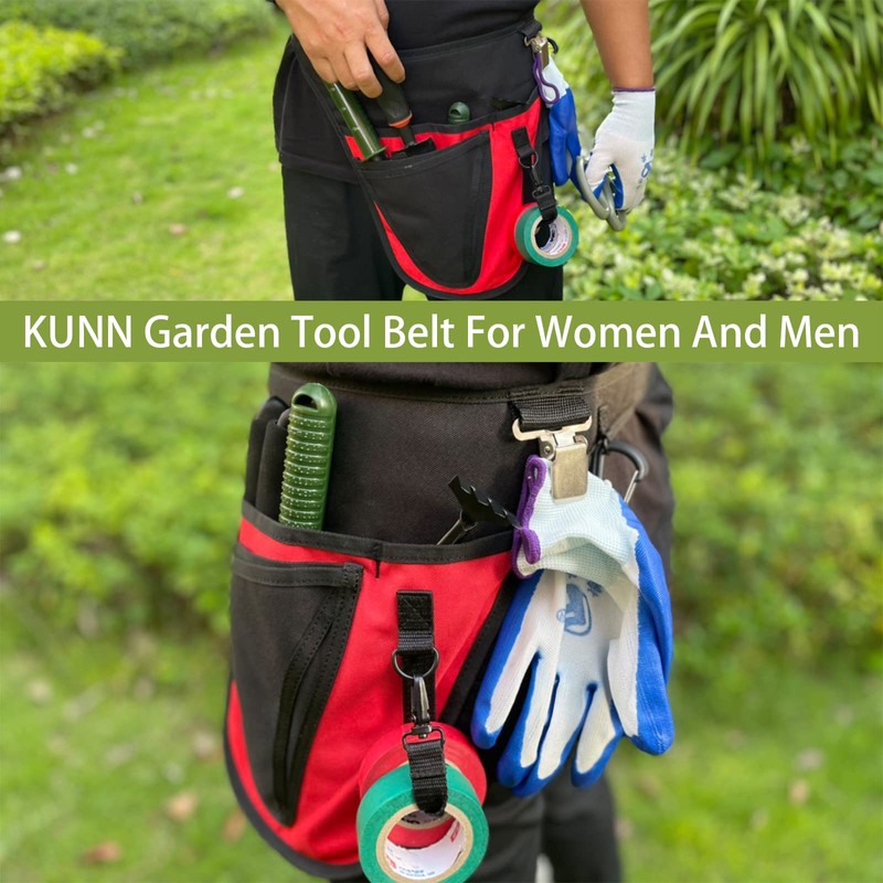 KUNN Garden Tool Belt,Durable Adjustable Tool Belt Waist Pouch with