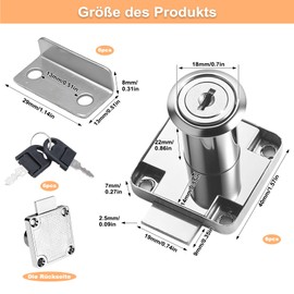 Cabinet Lock with Key, Pack of 6 Security Cabinet Lock, Drawer Lock for Drawers and Cabinets (22 mm)