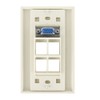 VGA and 4-Port Keystone Wall Plate, Light Almond