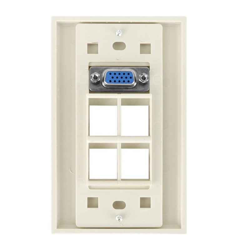 VGA and 4-Port Keystone Wall Plate, Light Almond