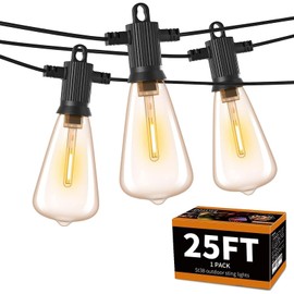 ZOTOYI Outdoor String Lights, 25 FT Bistro Lights with 13 Shatterproof ST38 LED Bulbs, Waterproof Connectable String Lights for Outside, Patio Lights String Outdoor for Backyard Porch Decor Gift