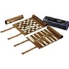 Philos 2801 - Reise-Schach-Backgammon-Dame-Set, aus Kunstleder zum Rollen, Feld 25mm