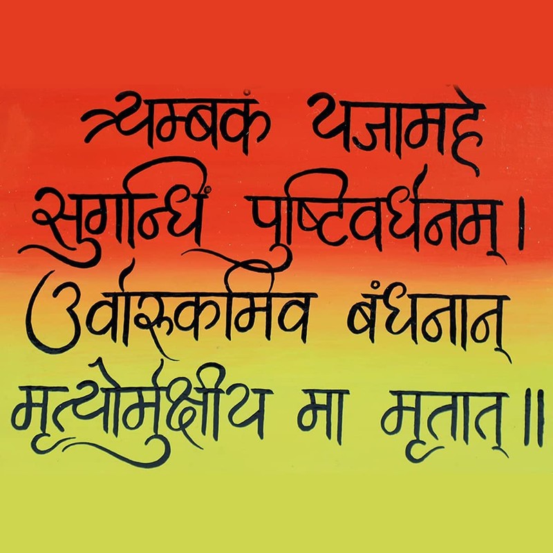 Aditri Creation Handpainted Shiv Mantra Wall Hanging/Mahamritunjay Mantra/Divya Mantra Mahamrityunjay
