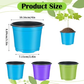 150 Pcs 4 Inch Plastic Nursery Pots Seedling Starting Pots with Drainage Holes Thicken Flower Planters Seed Starting Indoor Outdoor for Seedling Cutting Transplanting(Multicolor)