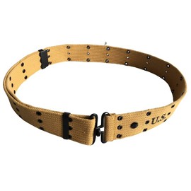 Original WWII M1936 Webbing Canvas Pistol Belt with M1911 Colt Holster and .45 Colt Magazine Pouch (Dark Brown)