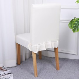 Bestenrose Stretch Dining Chair Covers Waterproof PU Leather Backrest Chair Cover Chair Slipcovers Universal Chair Covers for Dining Room Kitchen Hotel (Beige, set of 6)