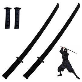 HQRKOTM Pack of 2 Ninja Swords, 3D Printed Telescopic Sword, Katana, Samurai Sword, Deadpool Katana, Funny Retractable Plastic Samurai Toy, Theme Party, Carnival (Black), a