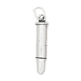 LGU Oxidized Sterling Silver Hollow Back Bullet Charm